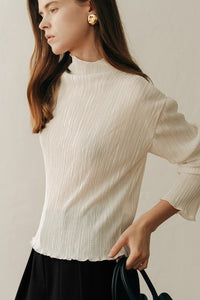 【ELBORN】Melissa High-neck Pleats Top