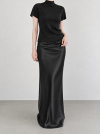 【NOWNS】Lulà | Satin sleek maxi skirt