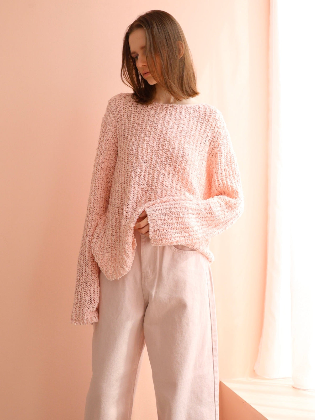 pink rib knit