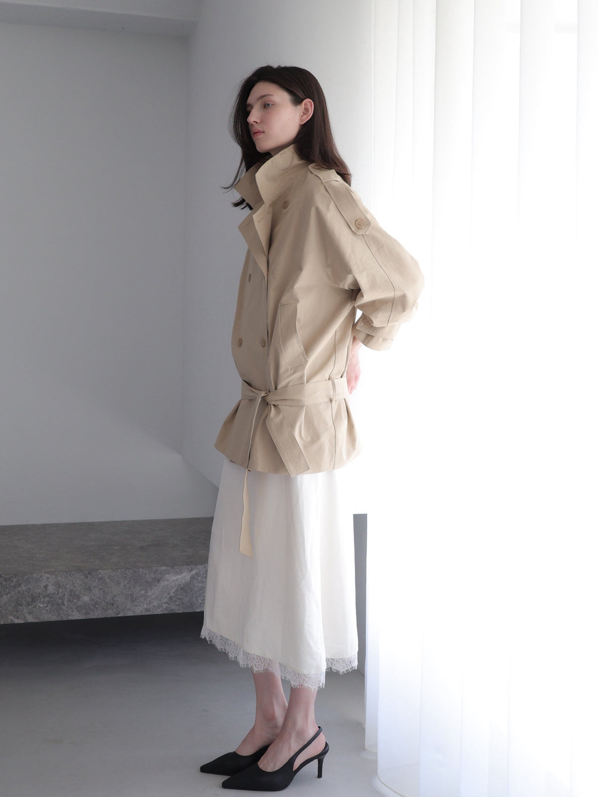 【SAMPLE SALE / célon】modern short trench coat