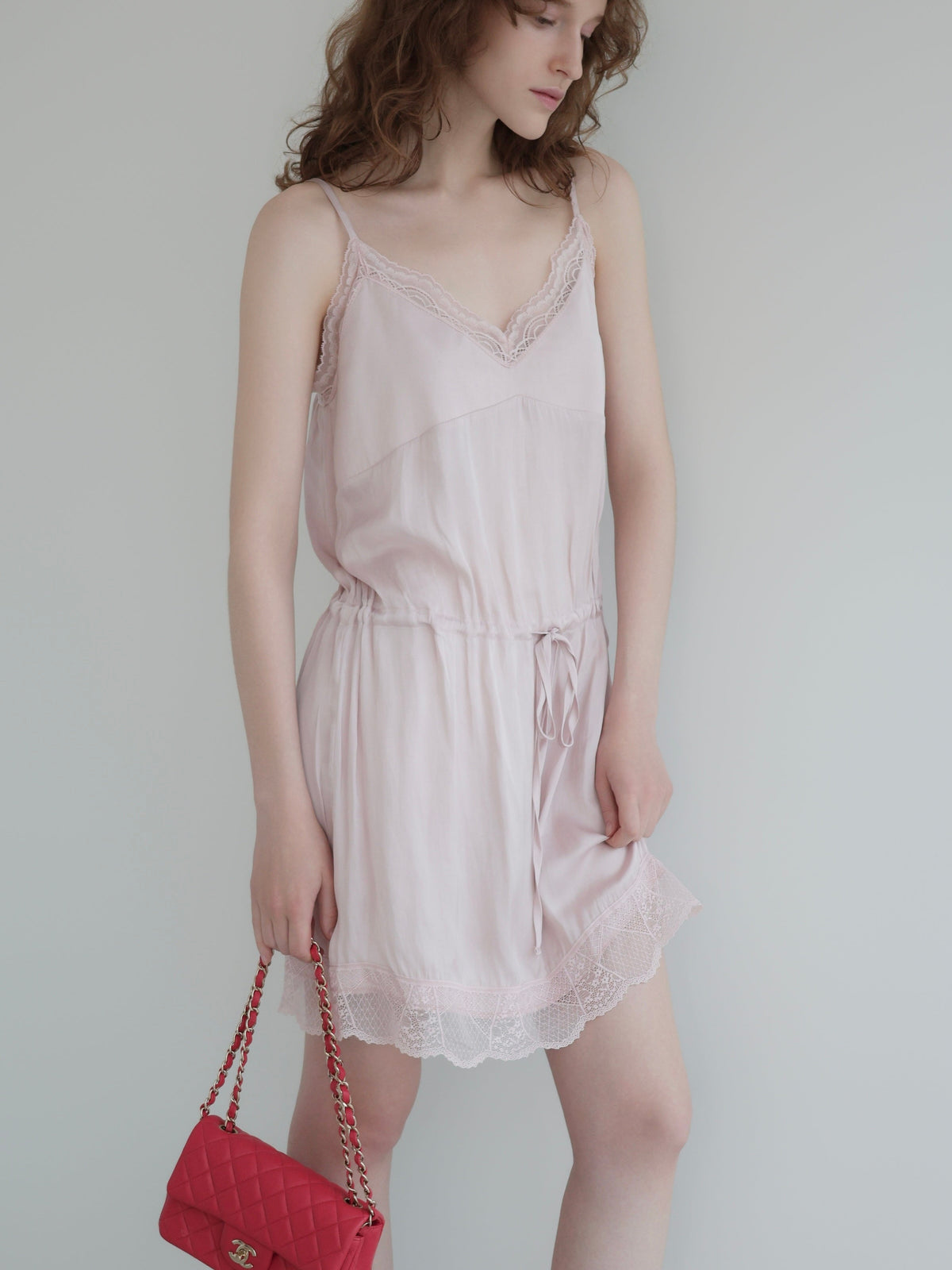 【AMOMMA】SATIN LACE SLIP DRESS