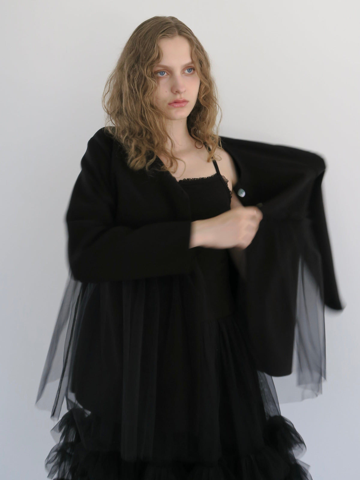【SAMPLE SALE / swanë】tulle docking cardigan