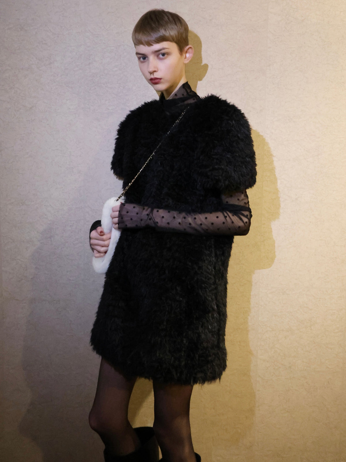 【AMOMMA】CANDY MINI FUR DRESS