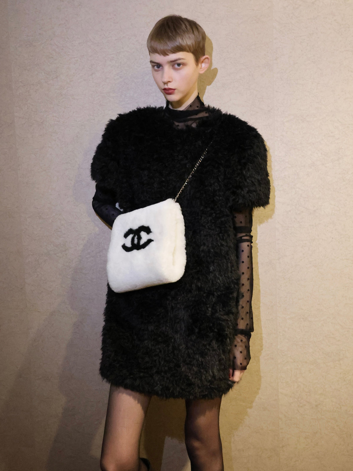 【AMOMMA】CANDY MINI FUR DRESS
