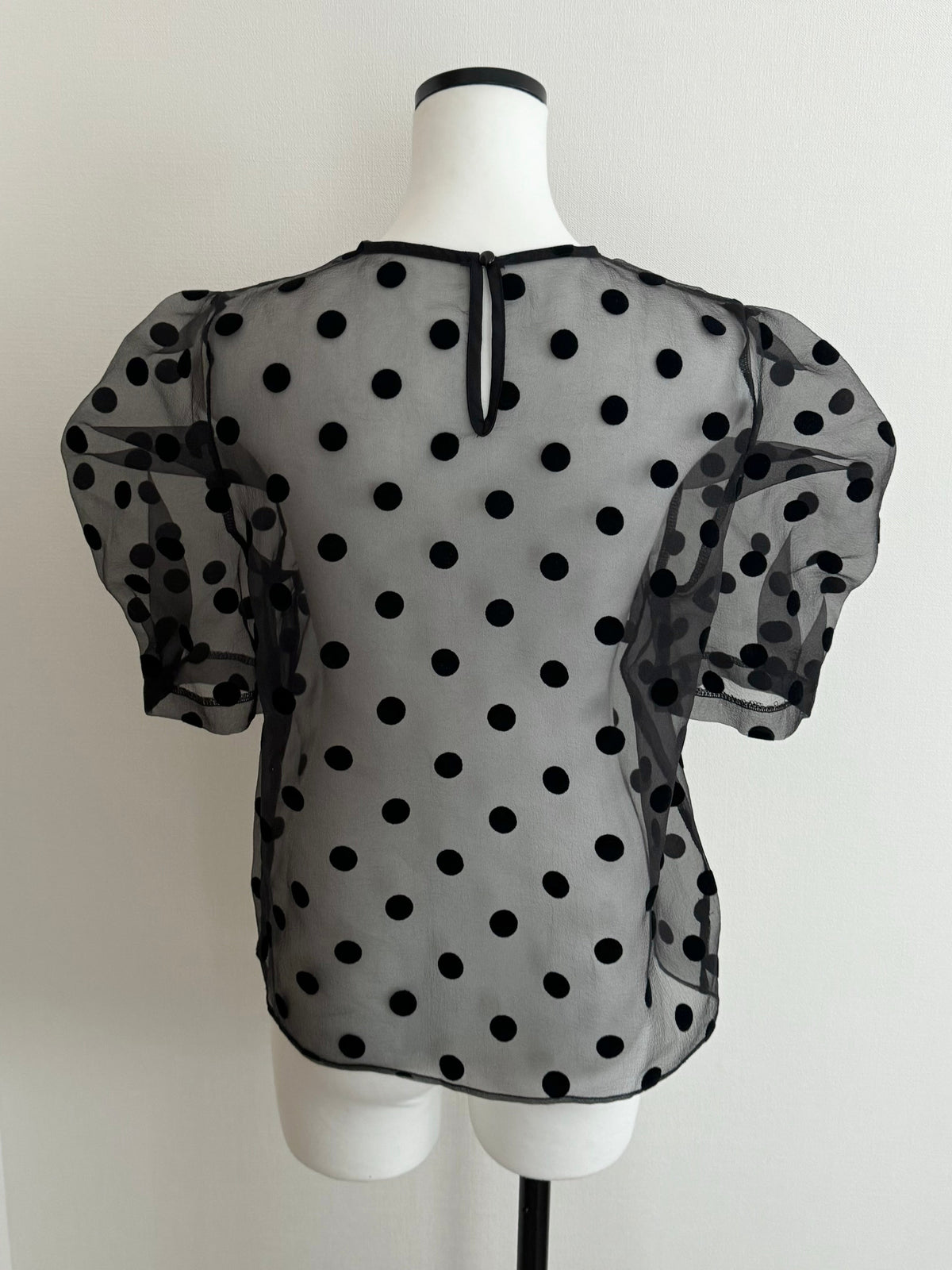 【AMOMMA】SHEER PUFF SHOULDER DOT BLOUSE