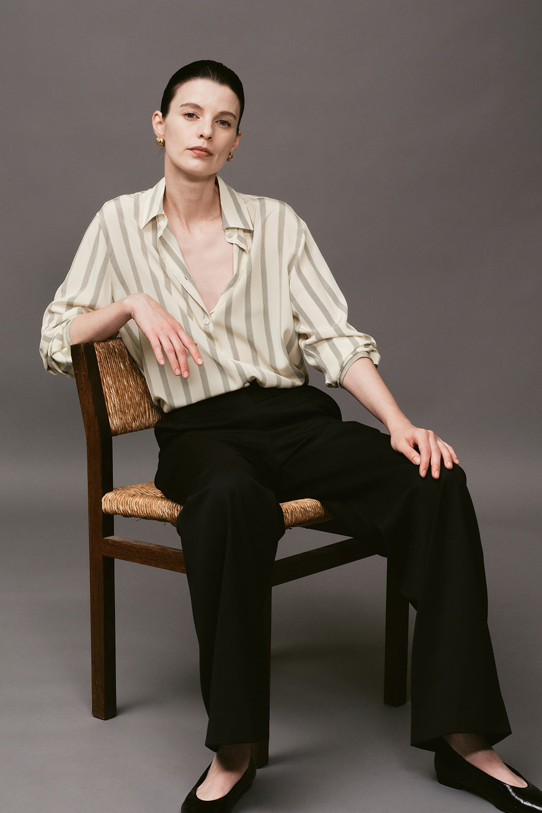 【ELBORN】Alexis Stripe Silk Shirt