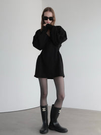 【AMOMMA】V NECK SWEAT MINI DRESS