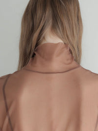 【SAMPLE SALE / AMOMMA】 LONG SLEEVE SHEER TOPS( BROWN )
