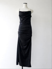 sleek draped maxi dress