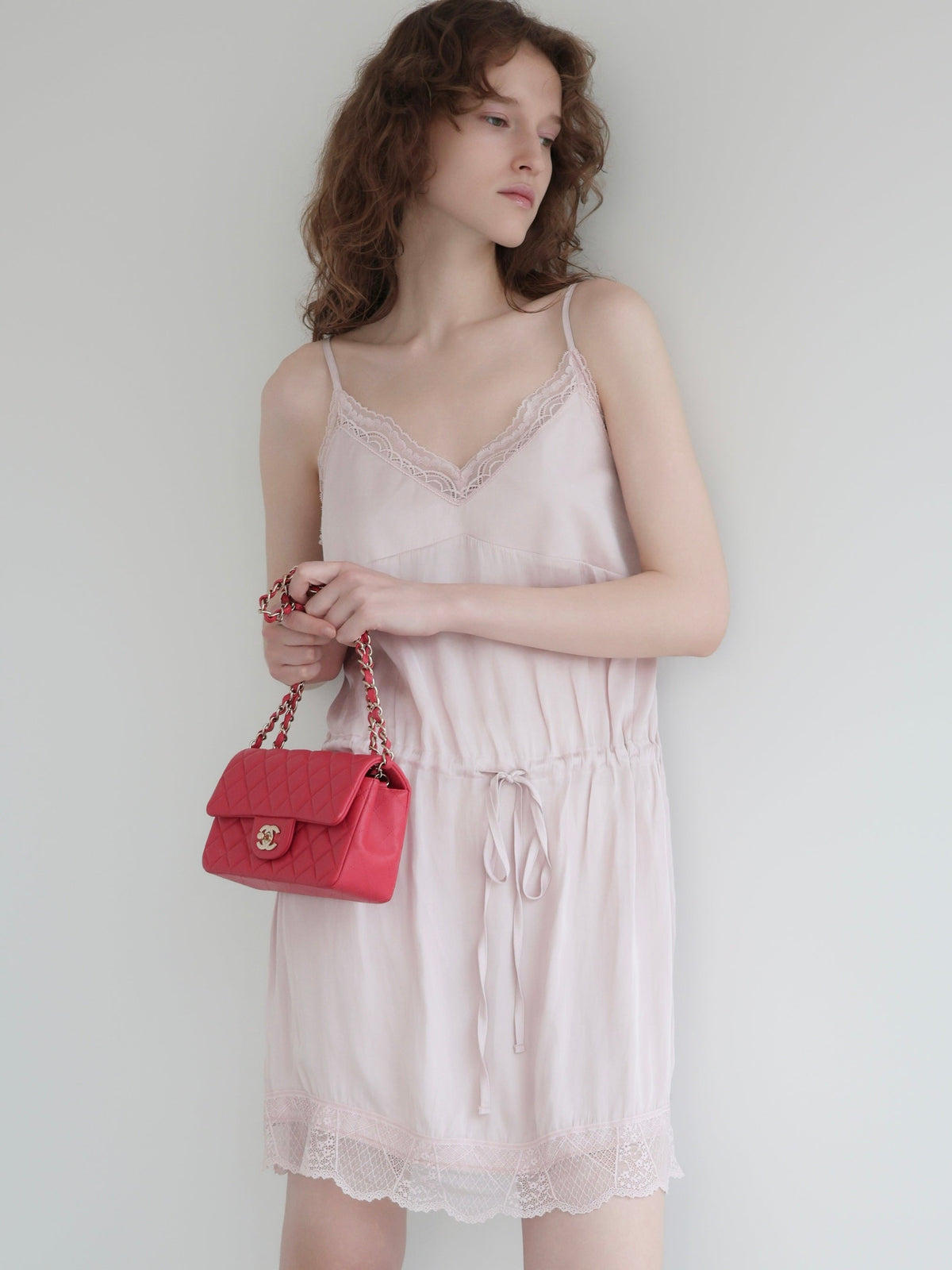 【AMOMMA】SATIN LACE SLIP DRESS