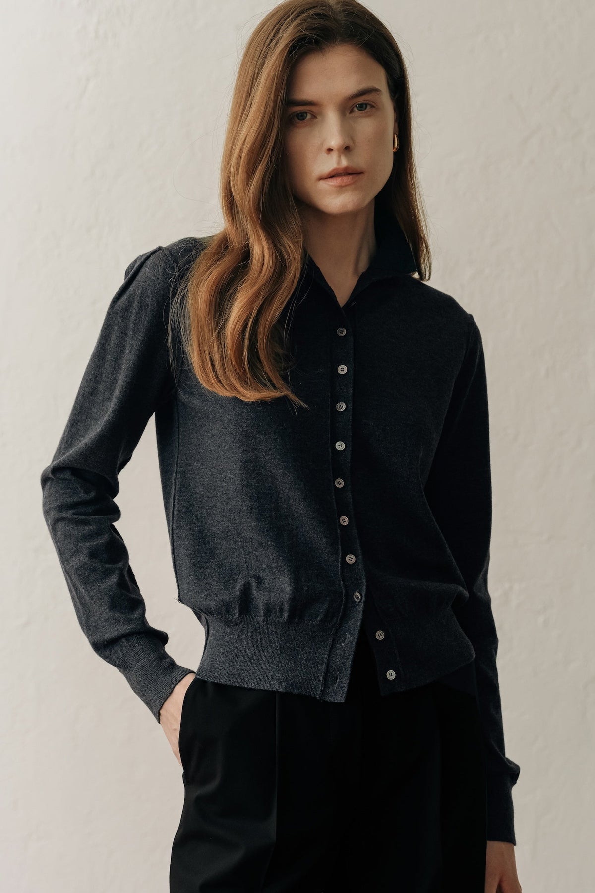 【ELBORN】Armelle High-neck Wool Cardigan