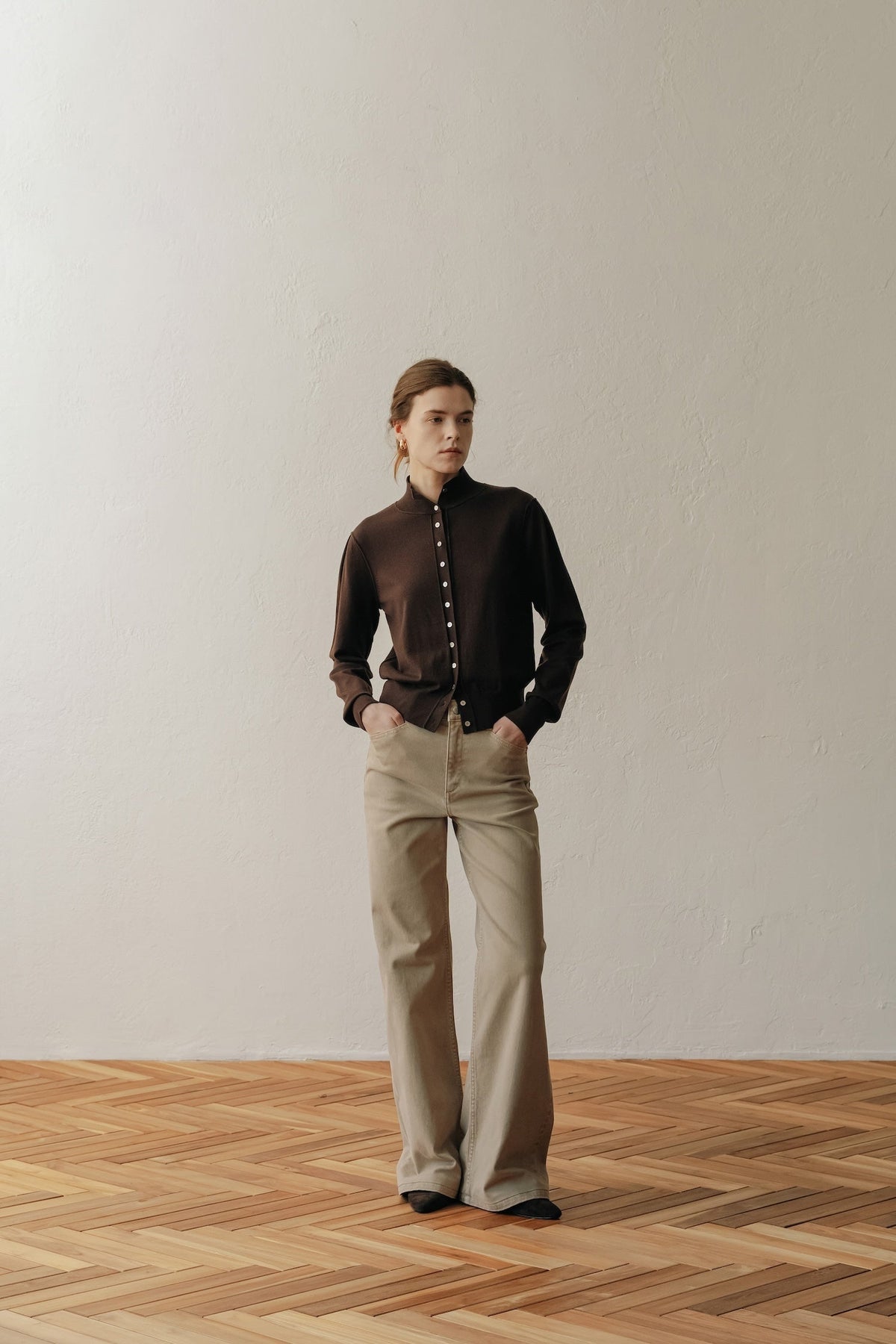 【ELBORN】Armelle High-neck Wool Cardigan