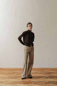 【ELBORN】Armelle High-neck Wool Cardigan