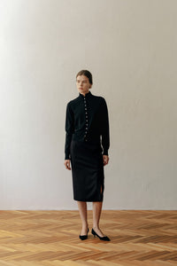 【ELBORN】Armelle High-neck Wool Cardigan