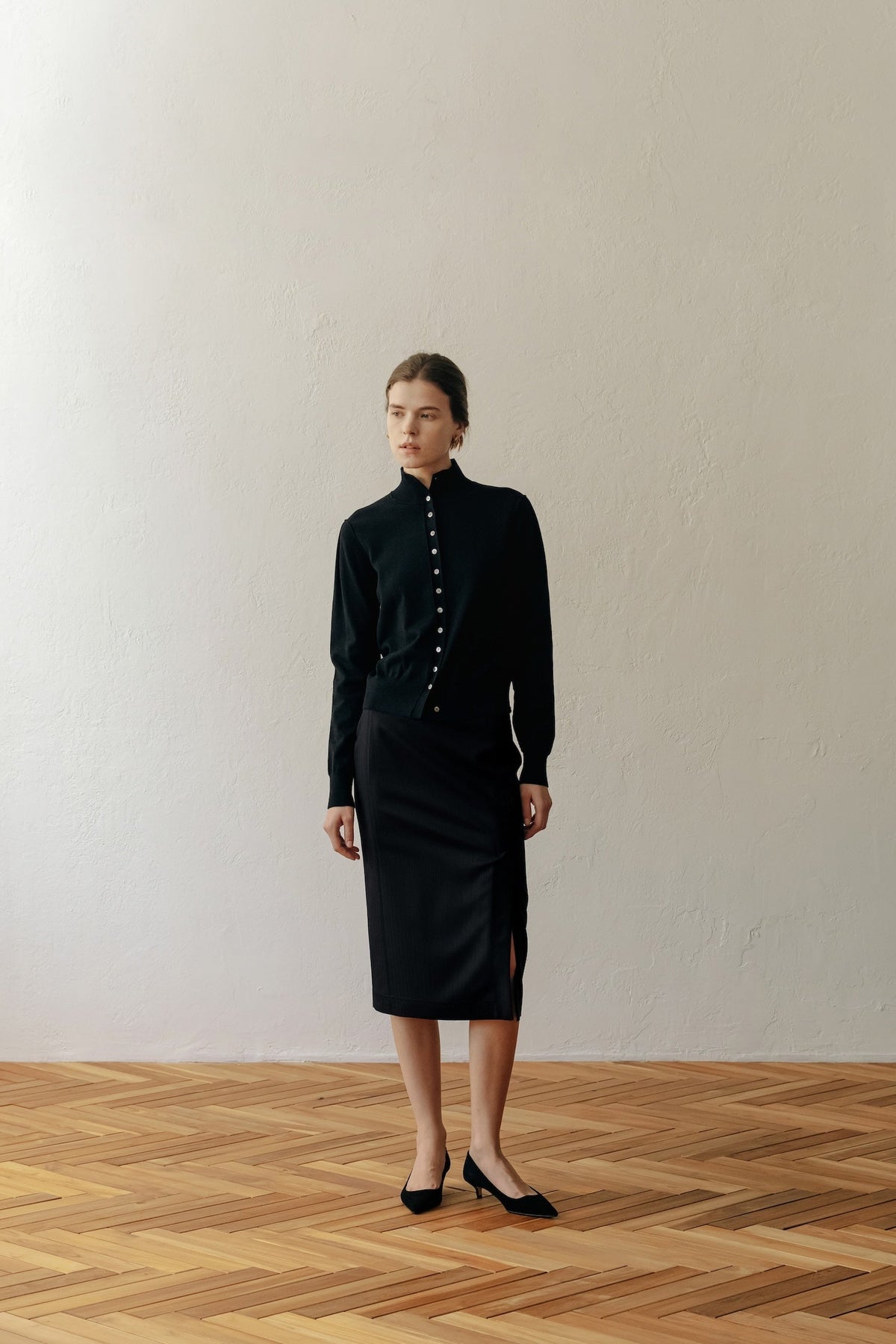 【ELBORN】Armelle High-neck Wool Cardigan