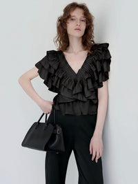 【AMOMMA】SATIN RAFFLE FRILL TOPS