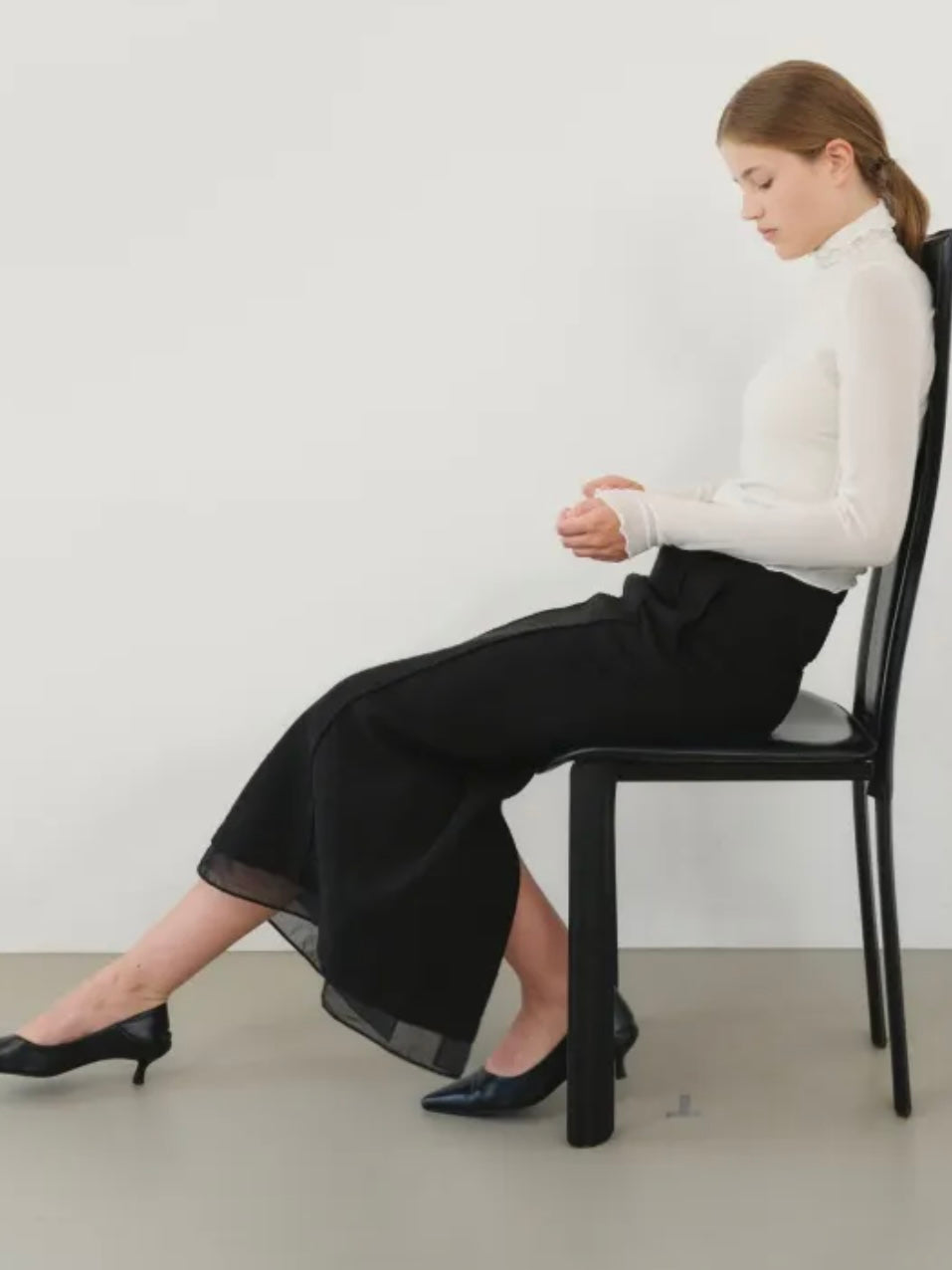 【KUMÉ】Cotton Tweed Frayed H-Line Maxi Skirt