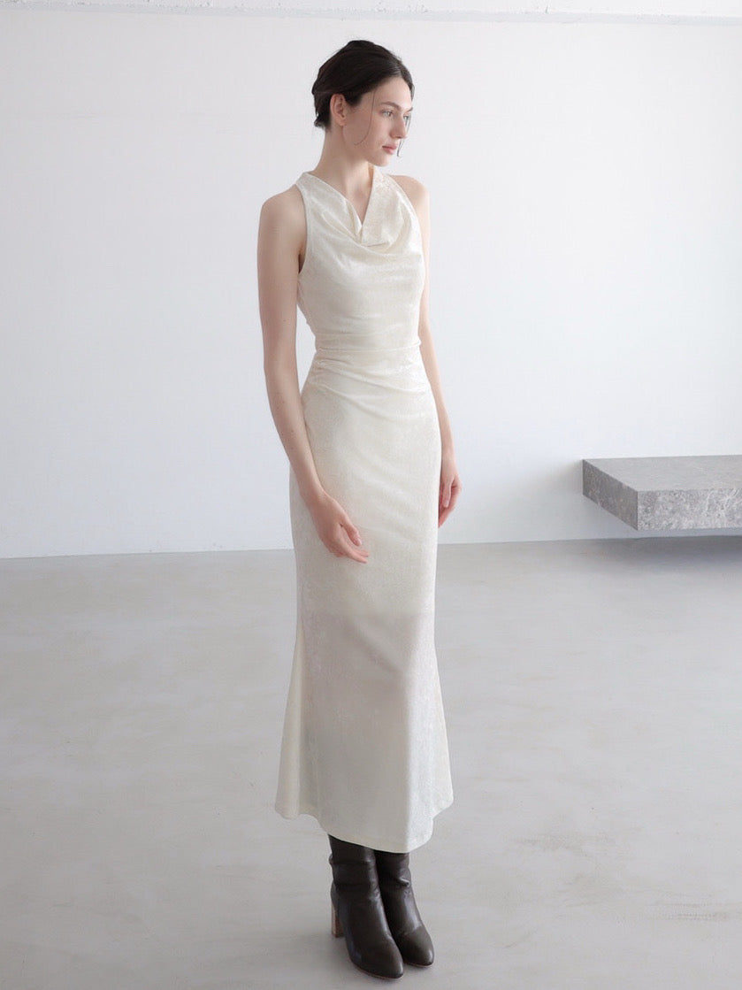 drape velour long dress