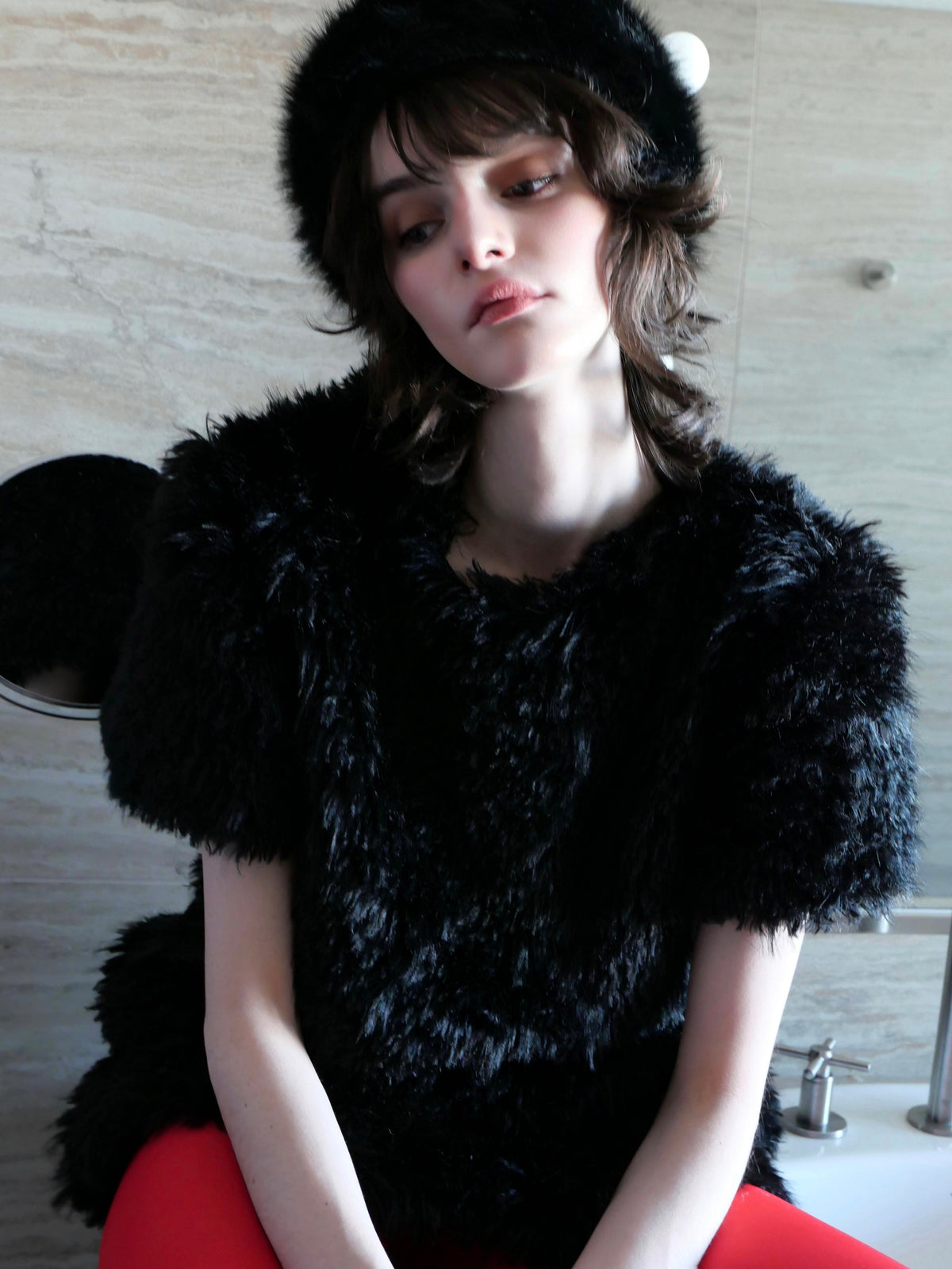 【AMOMMA】CANDY MINI FUR DRESS