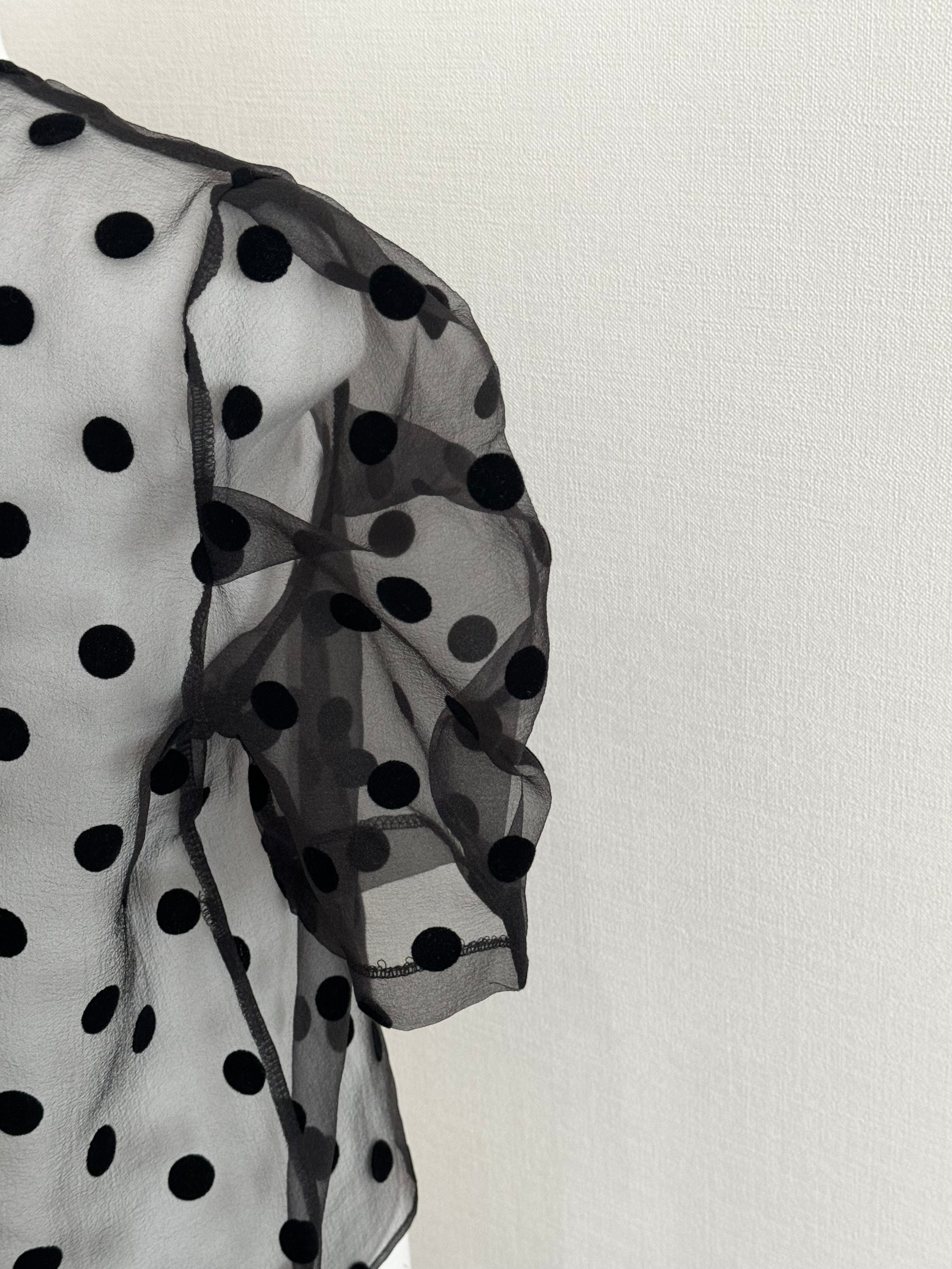 AMOMMA】SHEER PUFF SHOULDER DOT BLOUSE – THETOVE