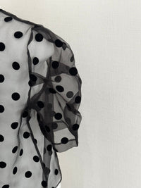 【AMOMMA】SHEER PUFF SHOULDER DOT BLOUSE