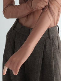 【SAMPLE SALE / AMOMMA】 LONG SLEEVE SHEER TOPS( BROWN )