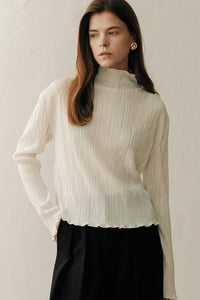 【ELBORN】Melissa High-neck Pleats Top