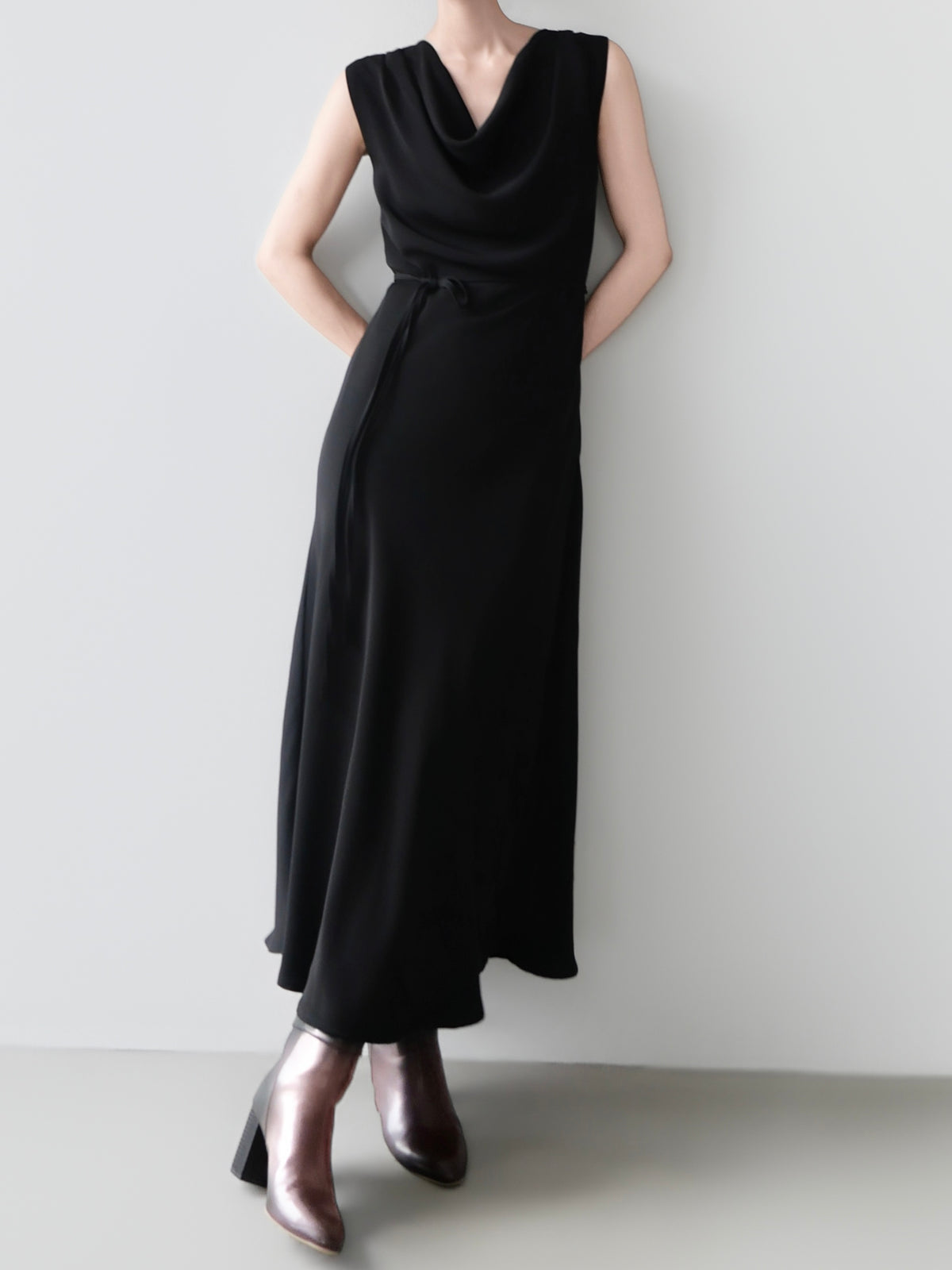 elegant drape maxi dress