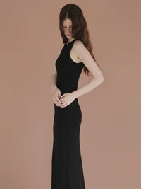 BACK OPEN RIB CAMI DRESS