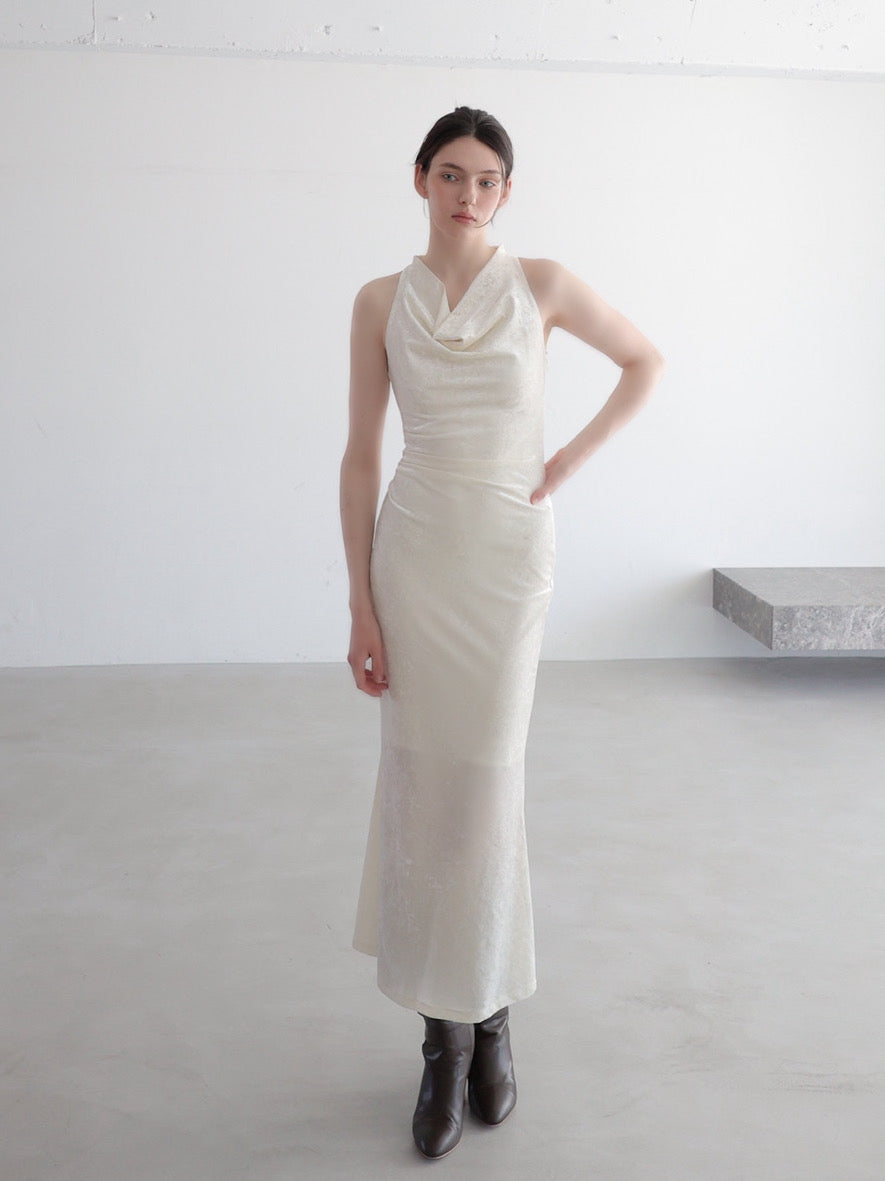 drape velour long dress