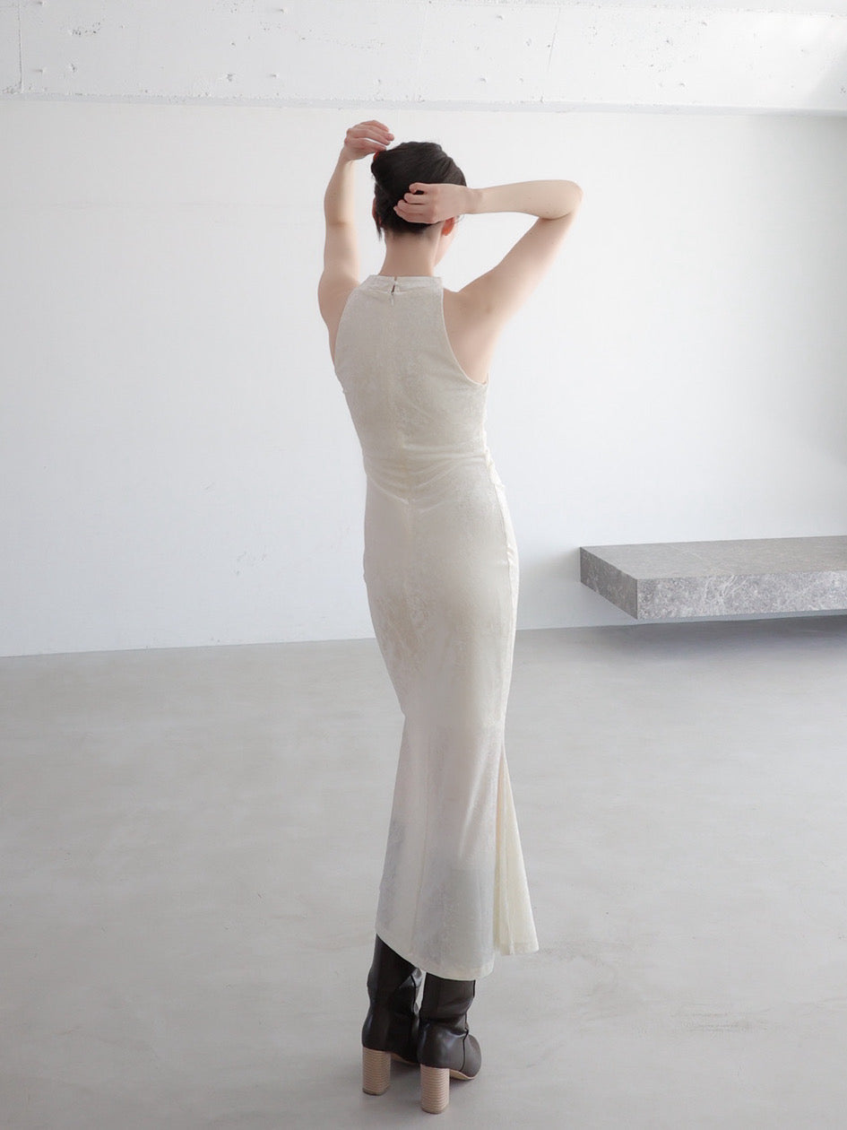 drape velour long dress