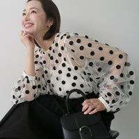 【SAMPLE SALE / AMOMMA】MATILDA SHEER DOT BLOUSE