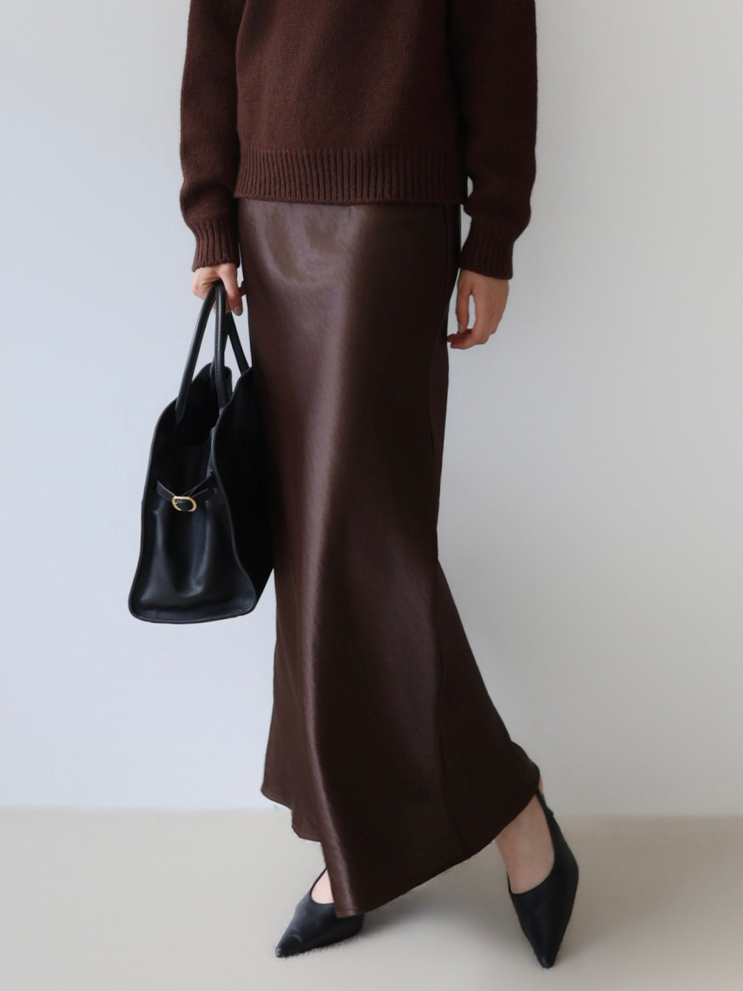 satin bias maxi skirt
