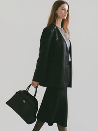 【célon】Leather Scarf Jacket