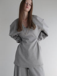 【AMOMMA】V NECK SWEAT MINI DRESS