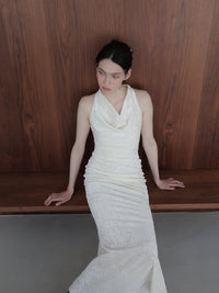 drape velour long dress