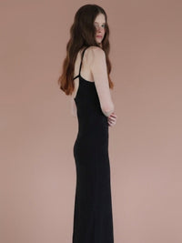 BACK OPEN RIB CAMI DRESS