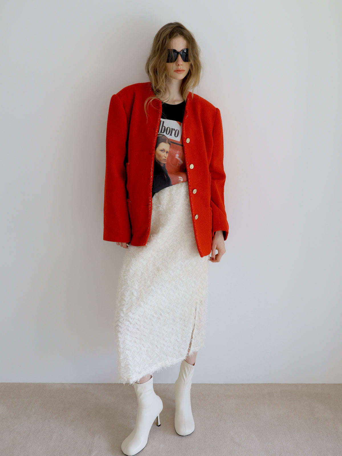 [ sample sale ] WOOL OVERSIZED TWEED JACKET