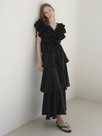 【AMOMMA】SATIN RAFFLE FRILL TOPS