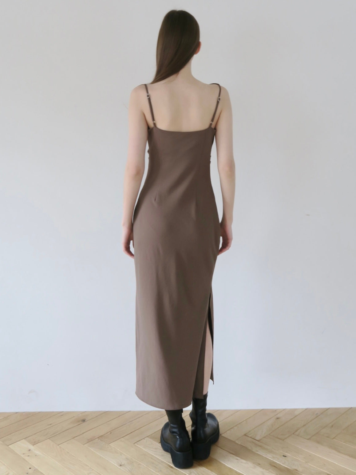 【célon】asymmetry drape cami dress