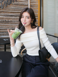 【célon】wool off shoulder knit