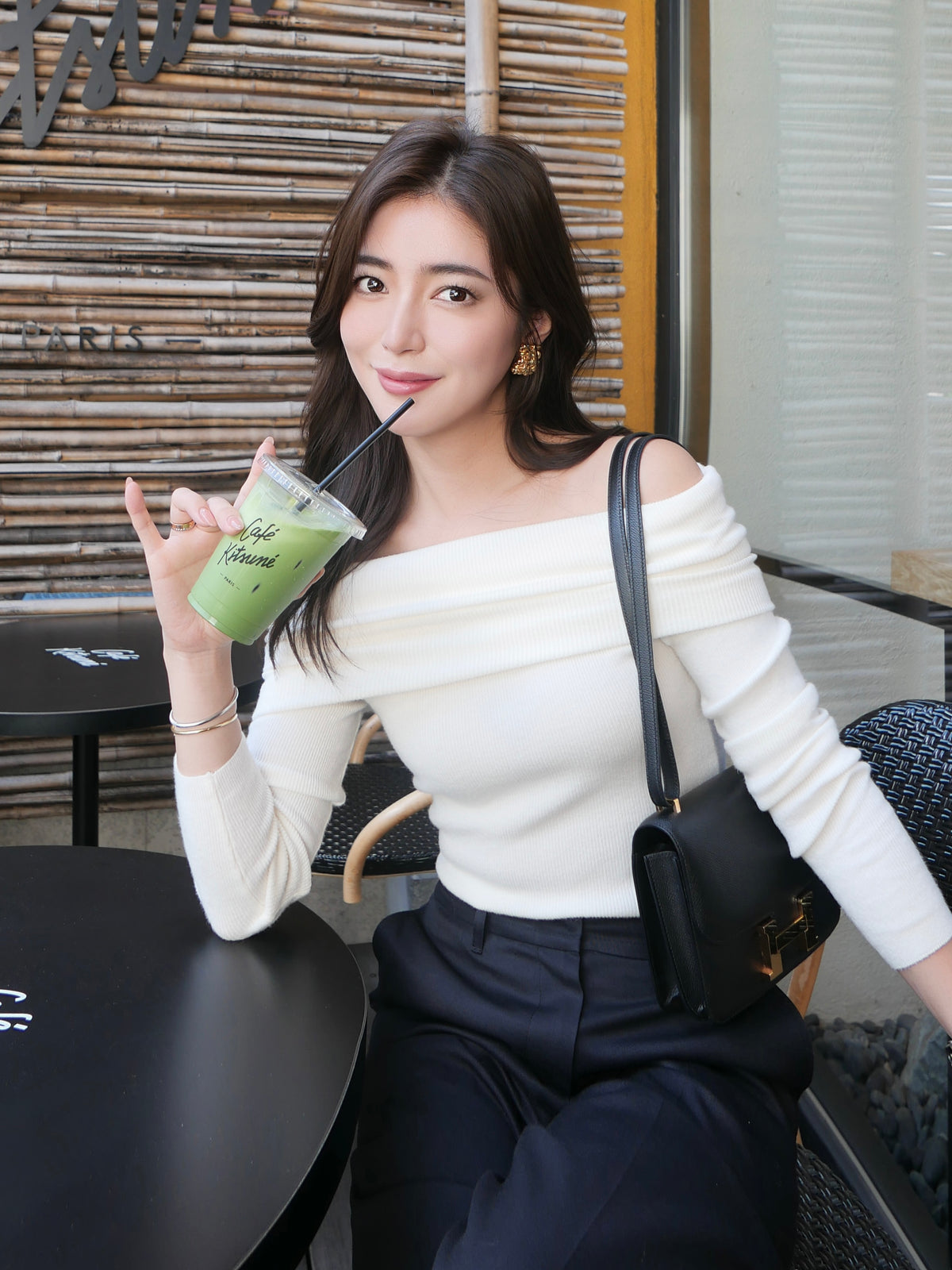 【célon】wool off shoulder knit