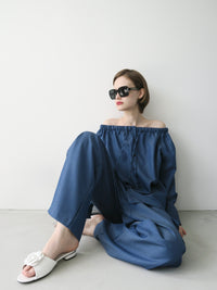 【SAMPLE SALE / AMOMMA】DENIM LIKE DRAWSTING OFF SHOULDER