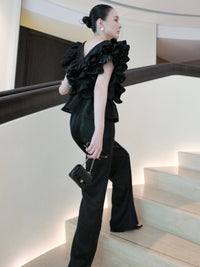 【AMOMMA】SATIN RAFFLE FRILL TOPS