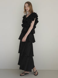 【AMOMMA】SATIN RAFFLE FRILL TOPS