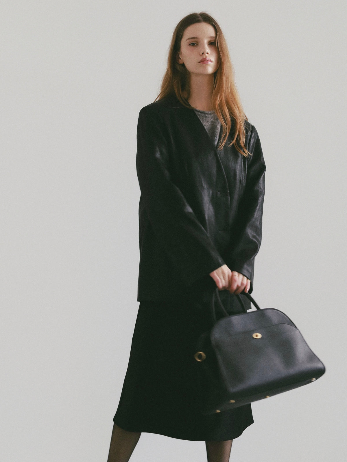 【célon】Leather Scarf Jacket