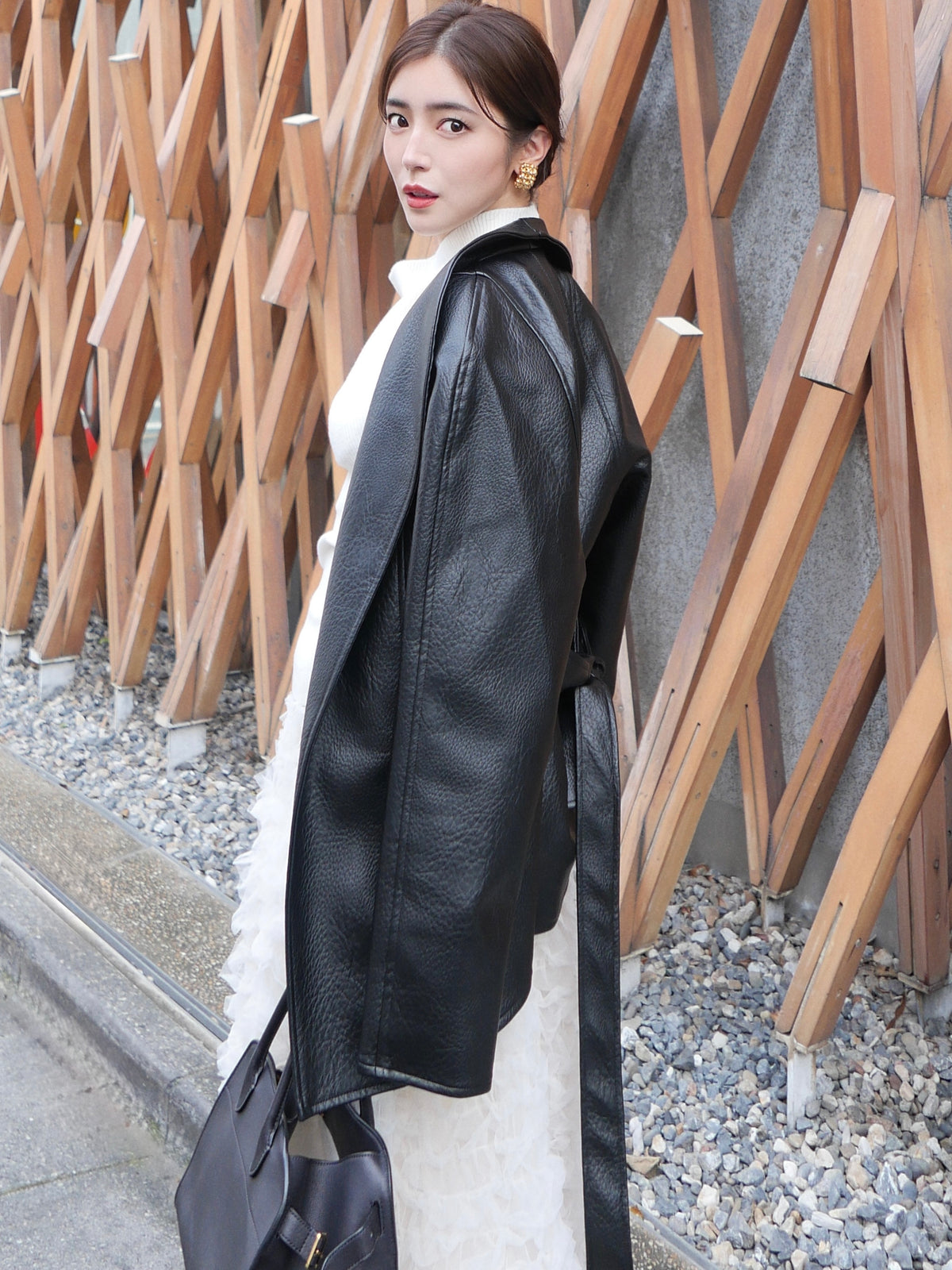 【célon】Belted Leather Jacket