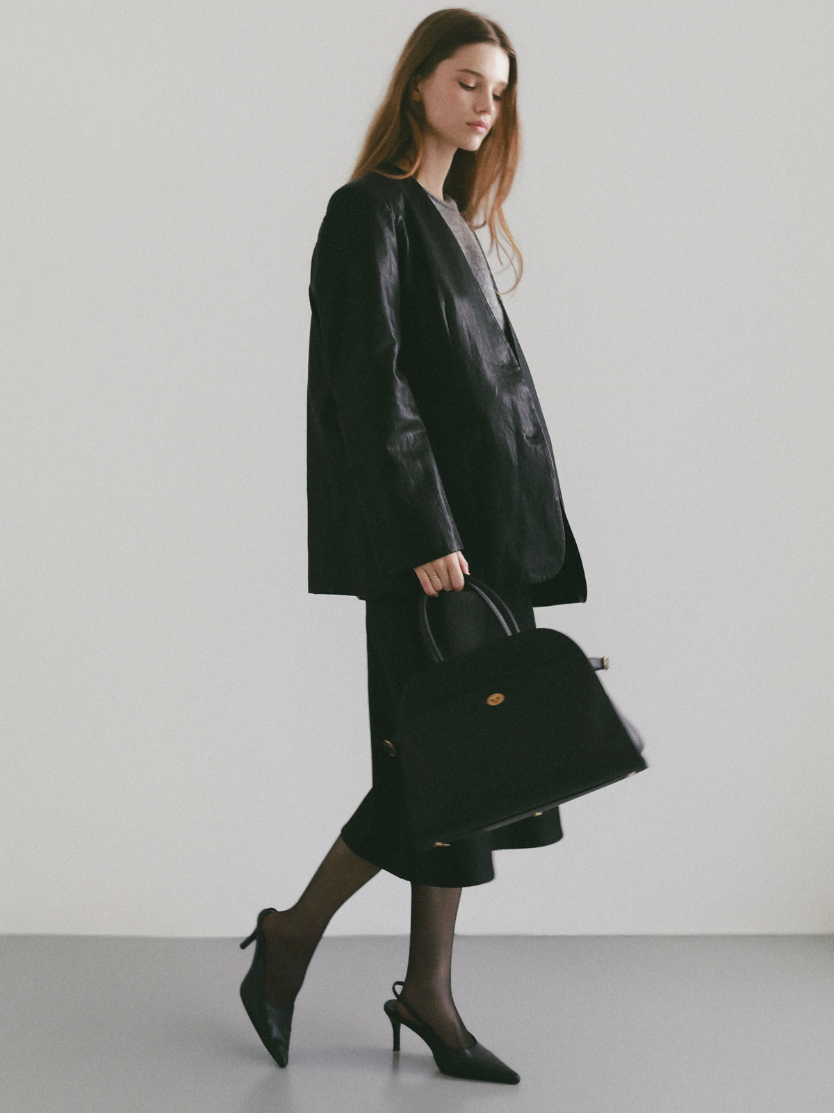 【célon】Leather Scarf Jacket