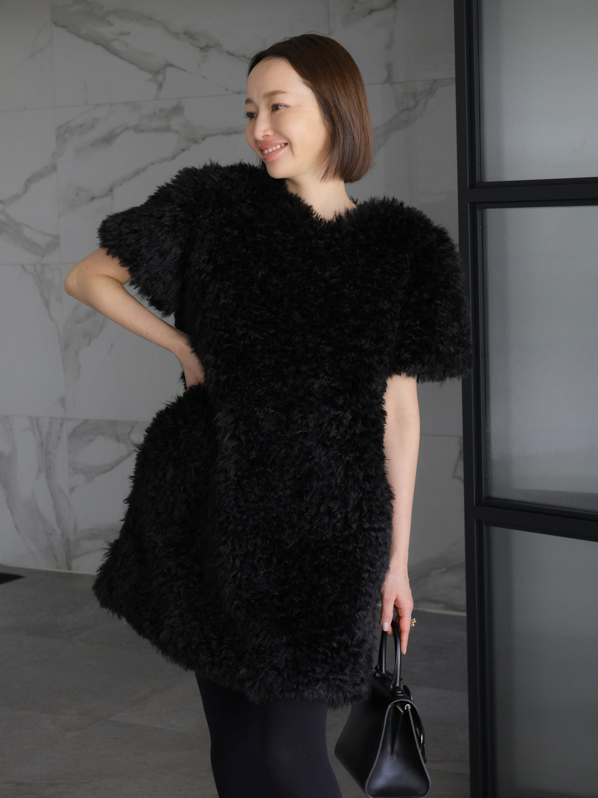 【AMOMMA】CANDY MINI FUR DRESS