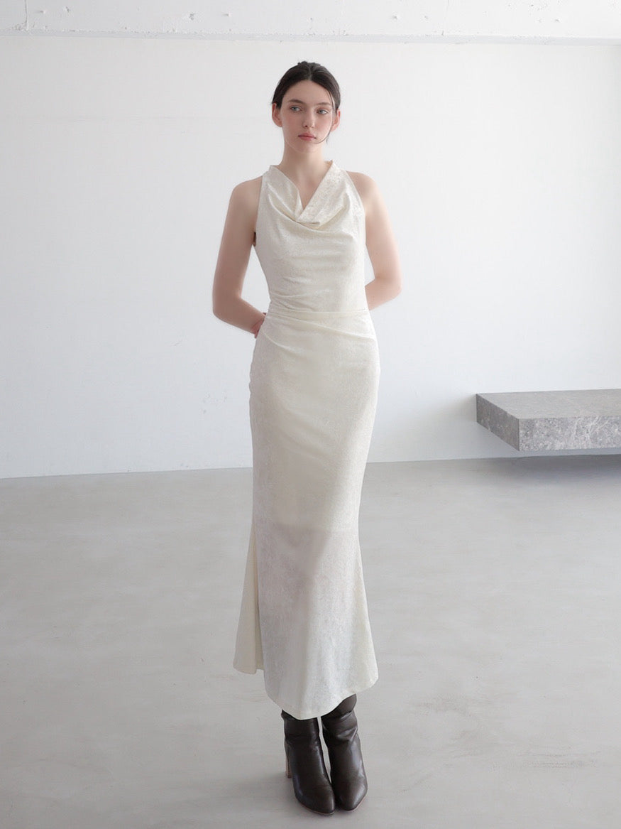 drape velour long dress